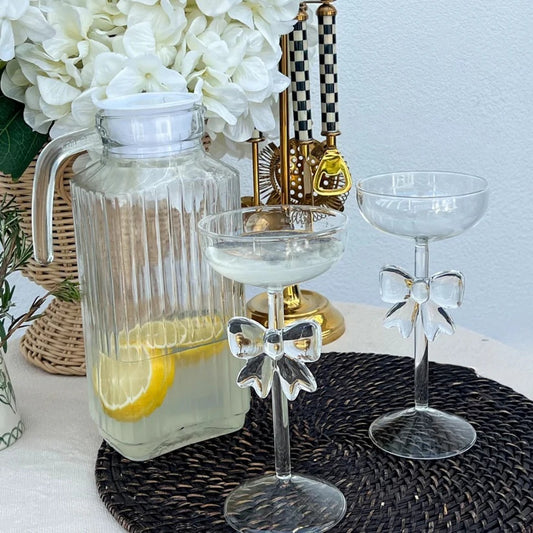 The Signature Bow Coupe Glass Pink