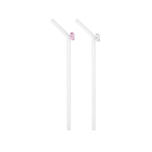 The Signature Bow Glass Straw Clear/pink