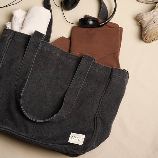 Everyday Pocket Tote Washed Black