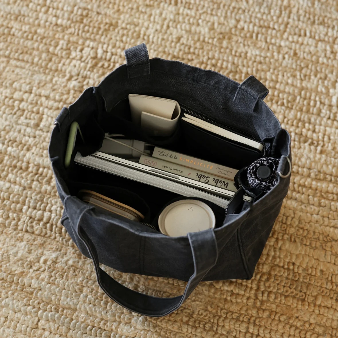 Everyday Pocket Tote Washed Black