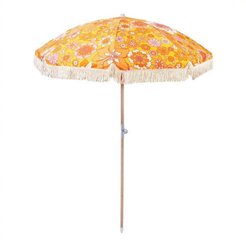 Umbrella Large Retro Mustard Floral