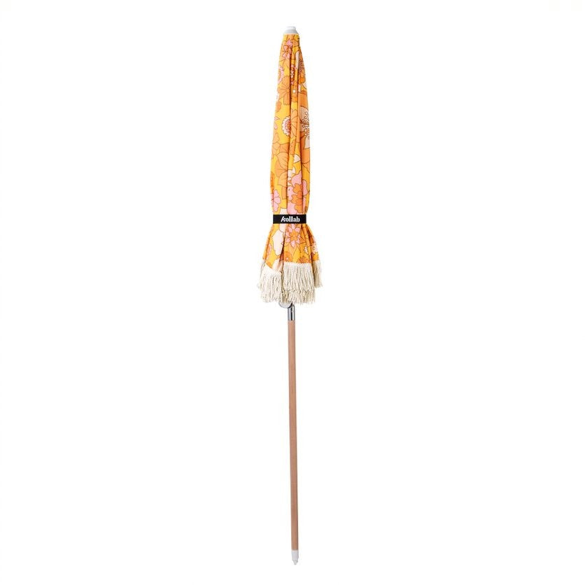 Umbrella Large Retro Mustard Floral