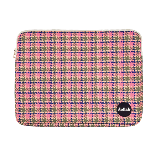 Laptop Case Pink Houndstooth