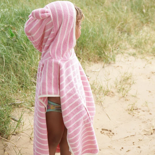 Kids Character Hooded Towel Cotton Candy Pink Stripe