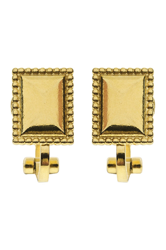 Heritage Clip On Earring - Gold Square
