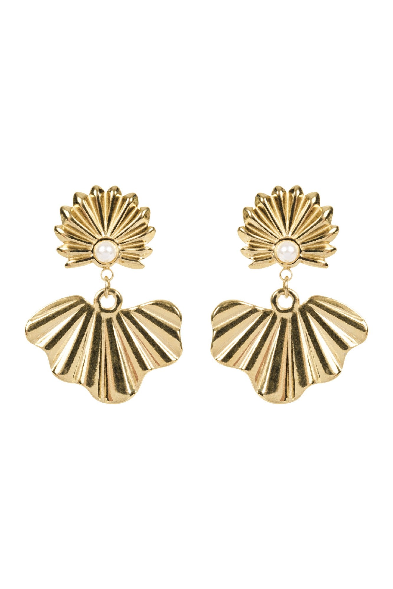 San Earring - Gold Fan