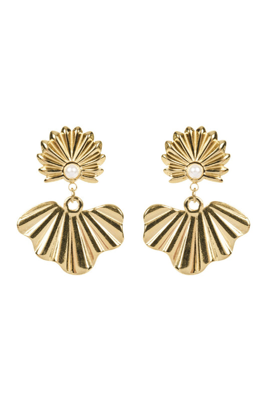 San Earring - Gold Fan