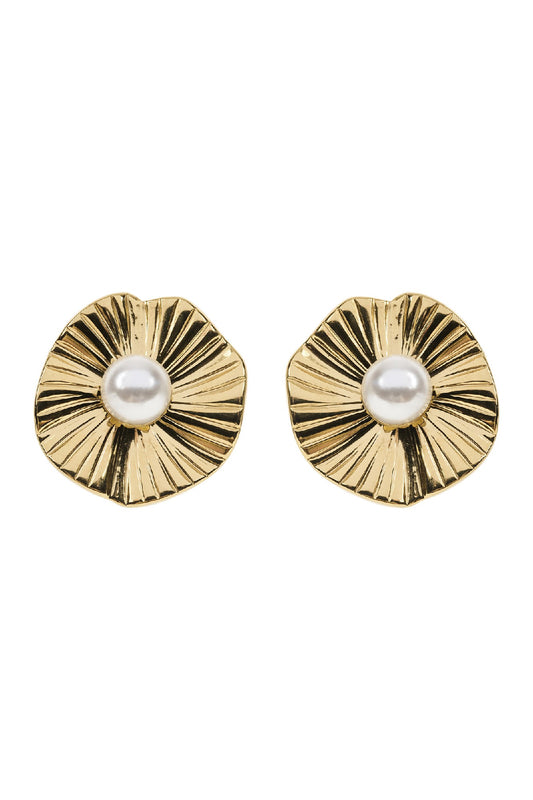 San Pearl Earring - Gold Flora