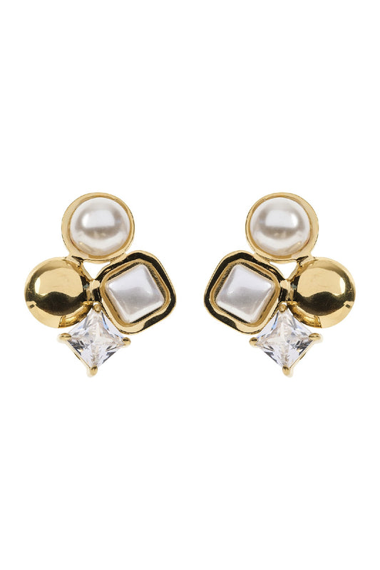 San Pearl Earring - Pearl / Diamante