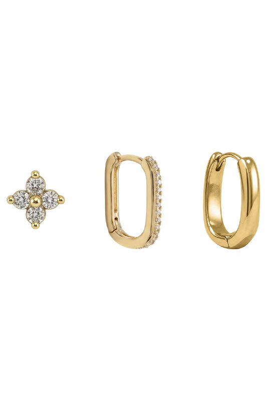 Heritage Trio Earrings - Star / Hoop Gold