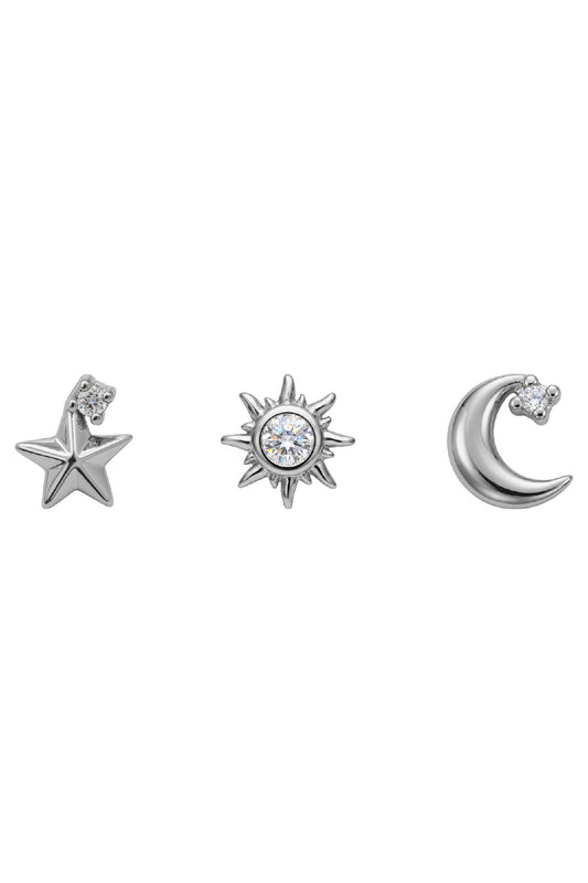 Heritage Trio Earrings - Moon Silver