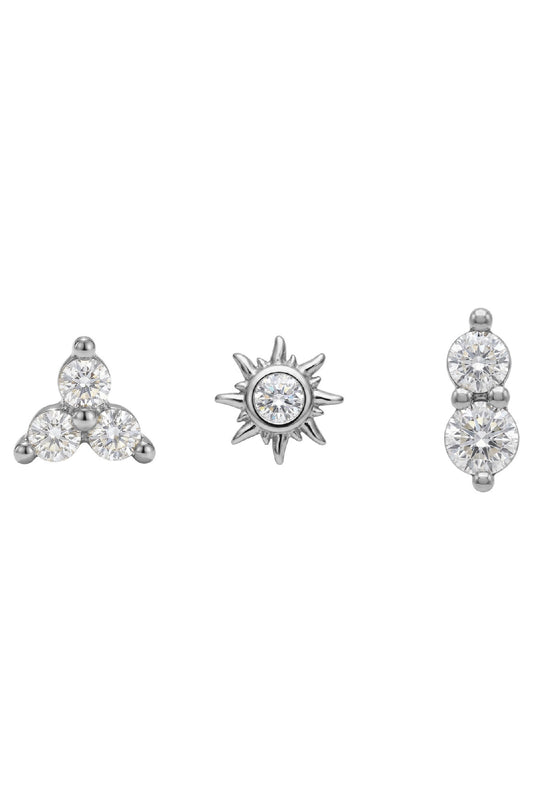 Heritage Trio Earrings - Diamante Silver