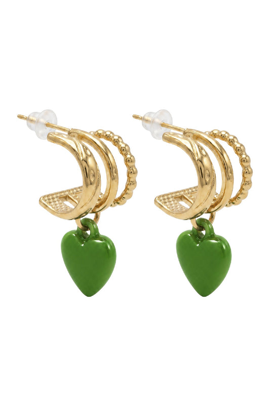 Larissa Enamel Earring - Green Heart