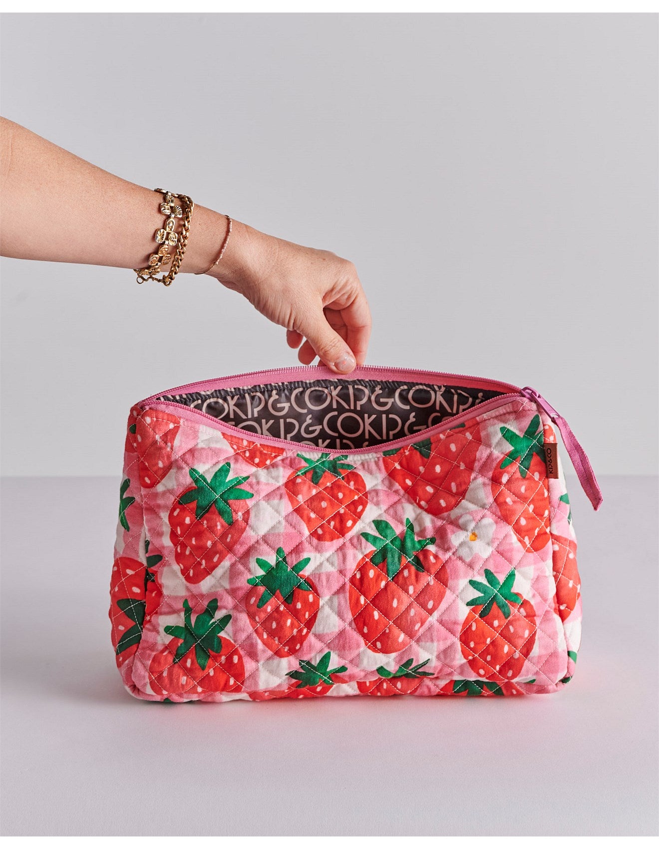 Strawberry Jam Quilted Cotton Toiletry Purse One Size