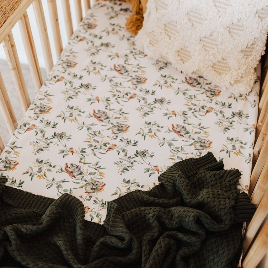 Fitted Cot Sheet Eucalypt