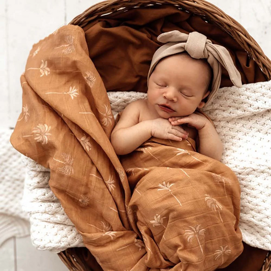Organic Muslin Wrap Bronze Palm