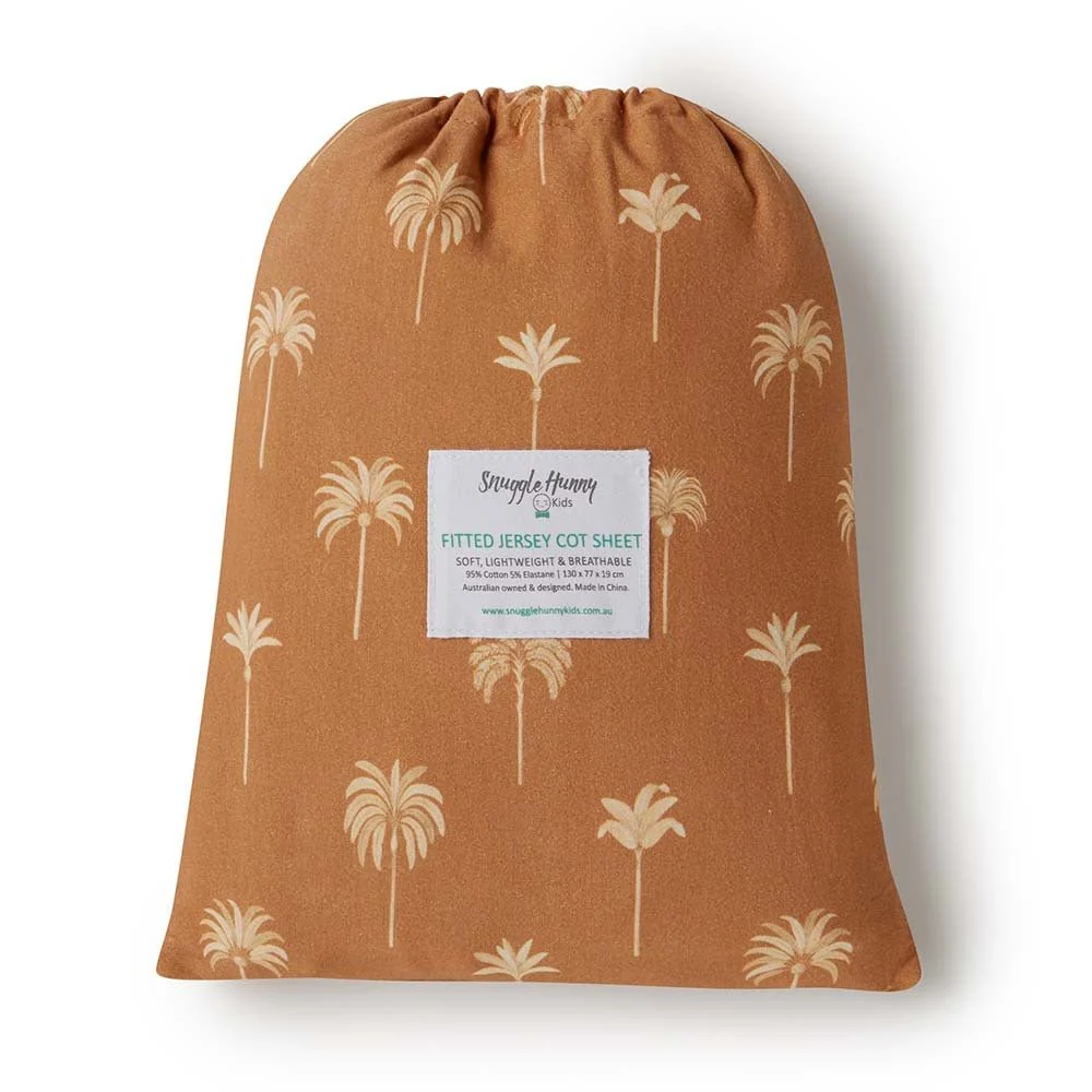 Fitted Cot Sheet Bronze Palm