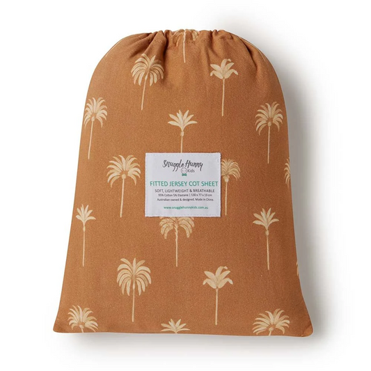Fitted Cot Sheet Bronze Palm