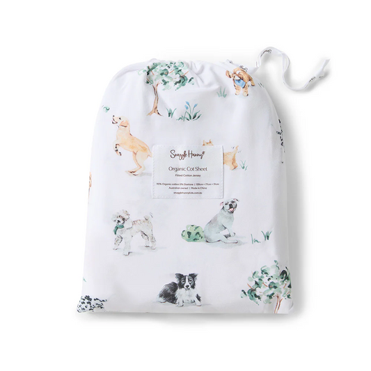 Fitted Cot Sheet Dog Park