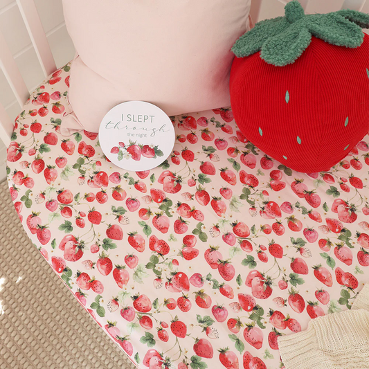 Fitted Cot Sheet Strawberry