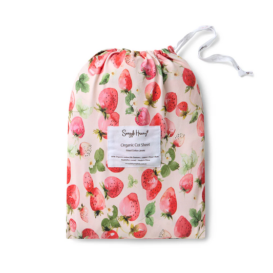 Fitted Cot Sheet Strawberry