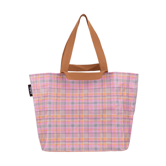 Shopper Tote Pink Blanket Check