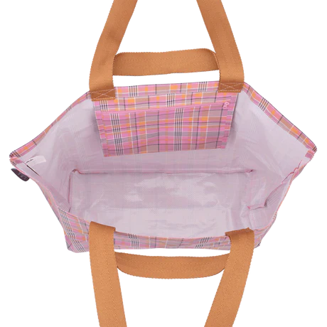 Shopper Tote Pink Blanket Check