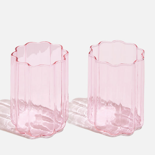 Wave Glass Set Of 2 - Pink