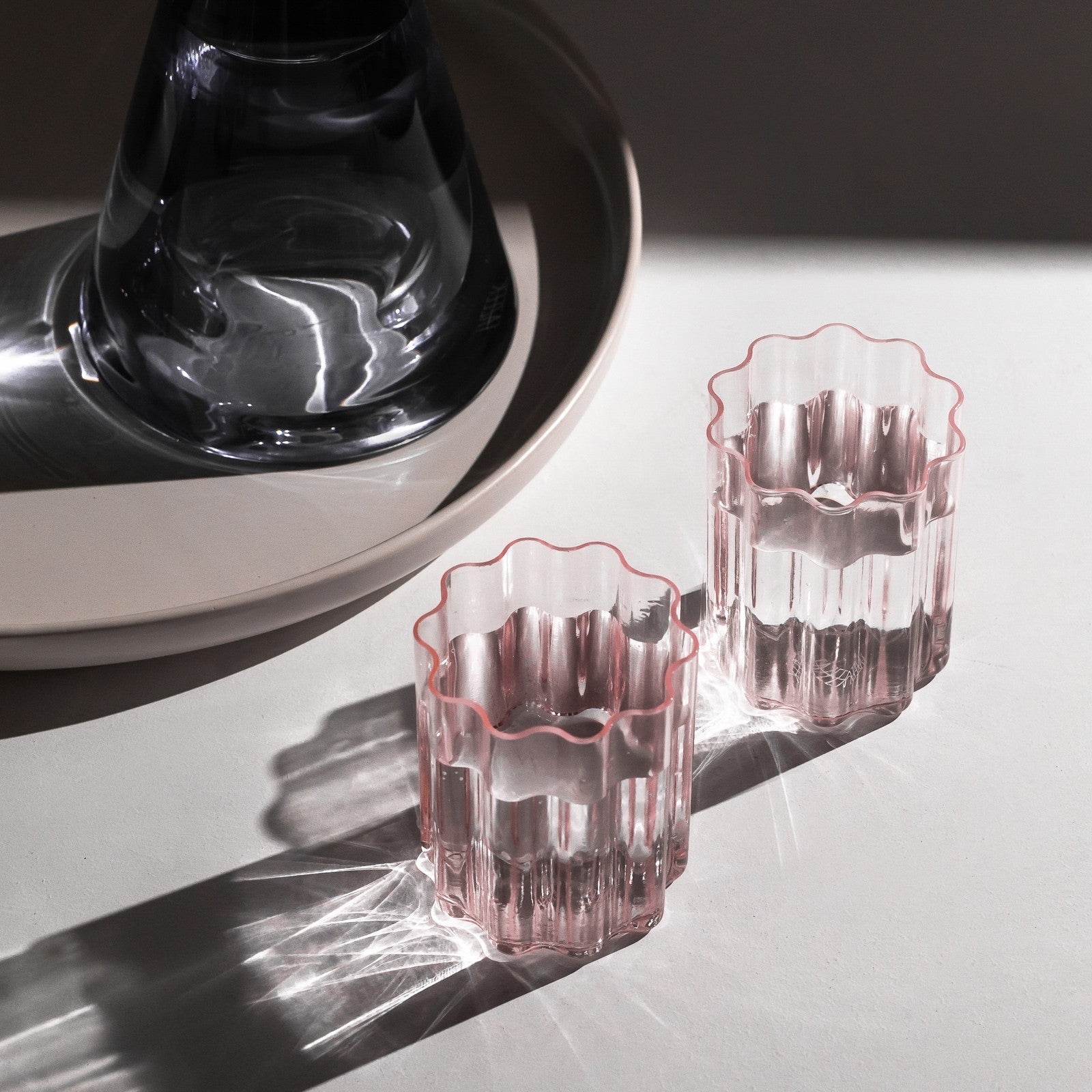 Wave Glass Set Of 2 - Pink