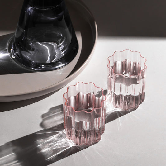 Wave Glass Set Of 2 - Pink