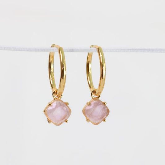 Aura Earrings Rose Quartz Gold