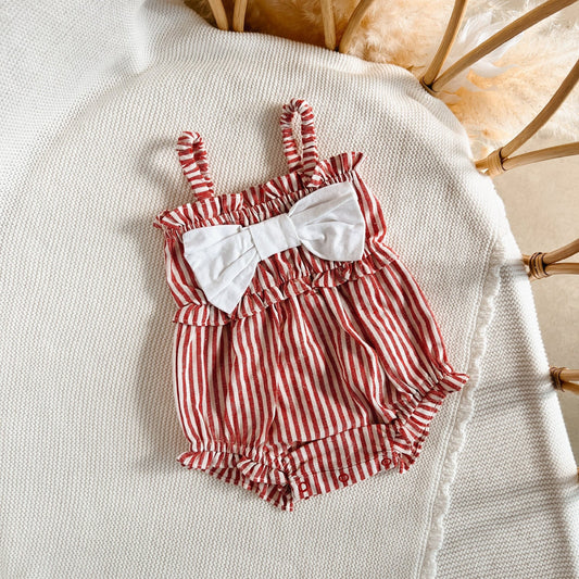 Candy Stripe Bow Romper [sz:newborn]