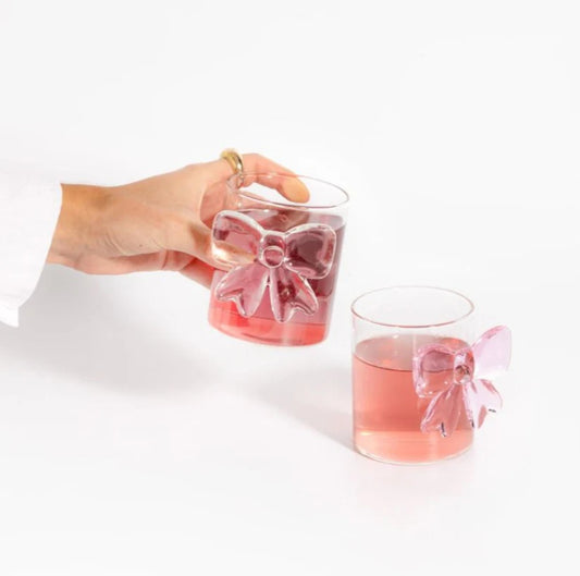 The Signature Bow Tumbler Glass Pink 