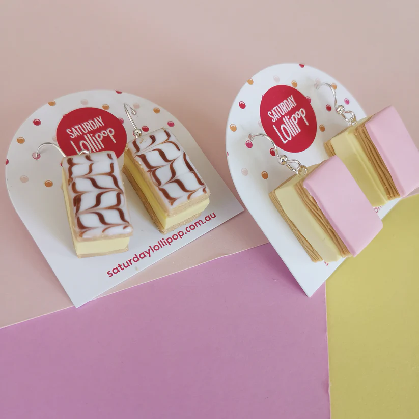 Vanilla Slice Pink Icing Dangles