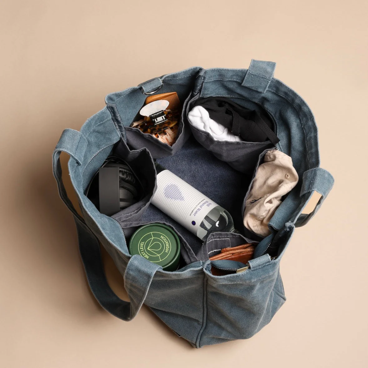 Everyday Pocket Tote Washed Blue
