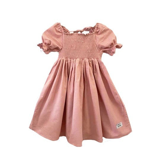 Dusty Pink Shirred Dress