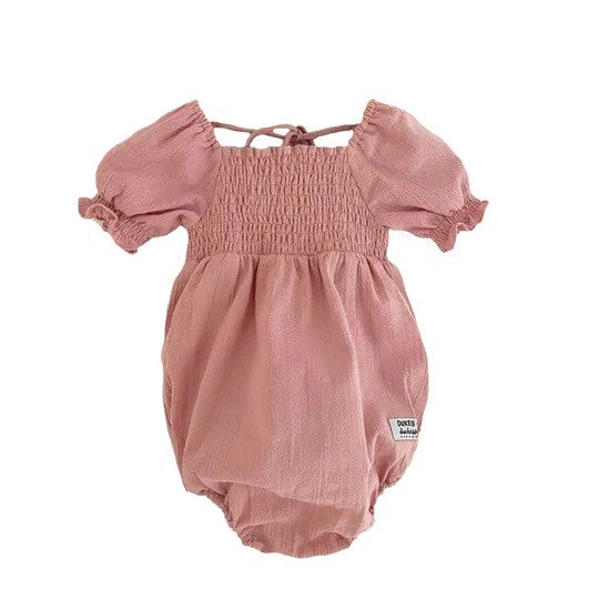 Dusty Pink Shirred Playsuit