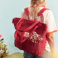 Corduroy Quilted Convertible Backpack Eco Red