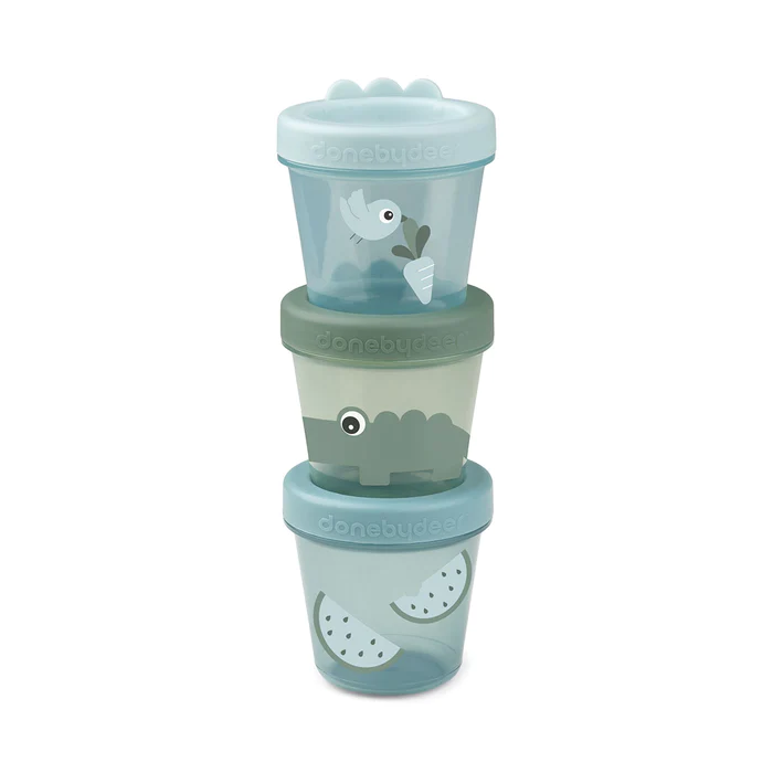 Baby Food Container 3 Pk Croco Green