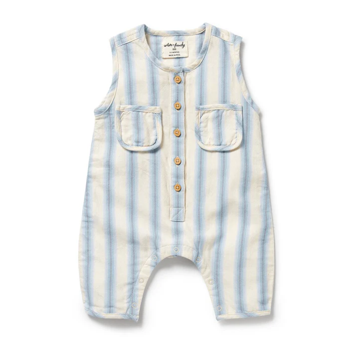 Blue Stripe Growsuit [sz:0-3 Months]