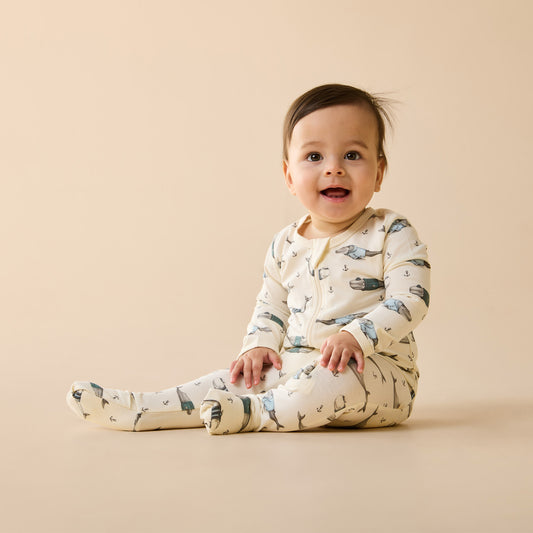 Woolly Whales Organic Zipsuit With Feet [sz:newborn]