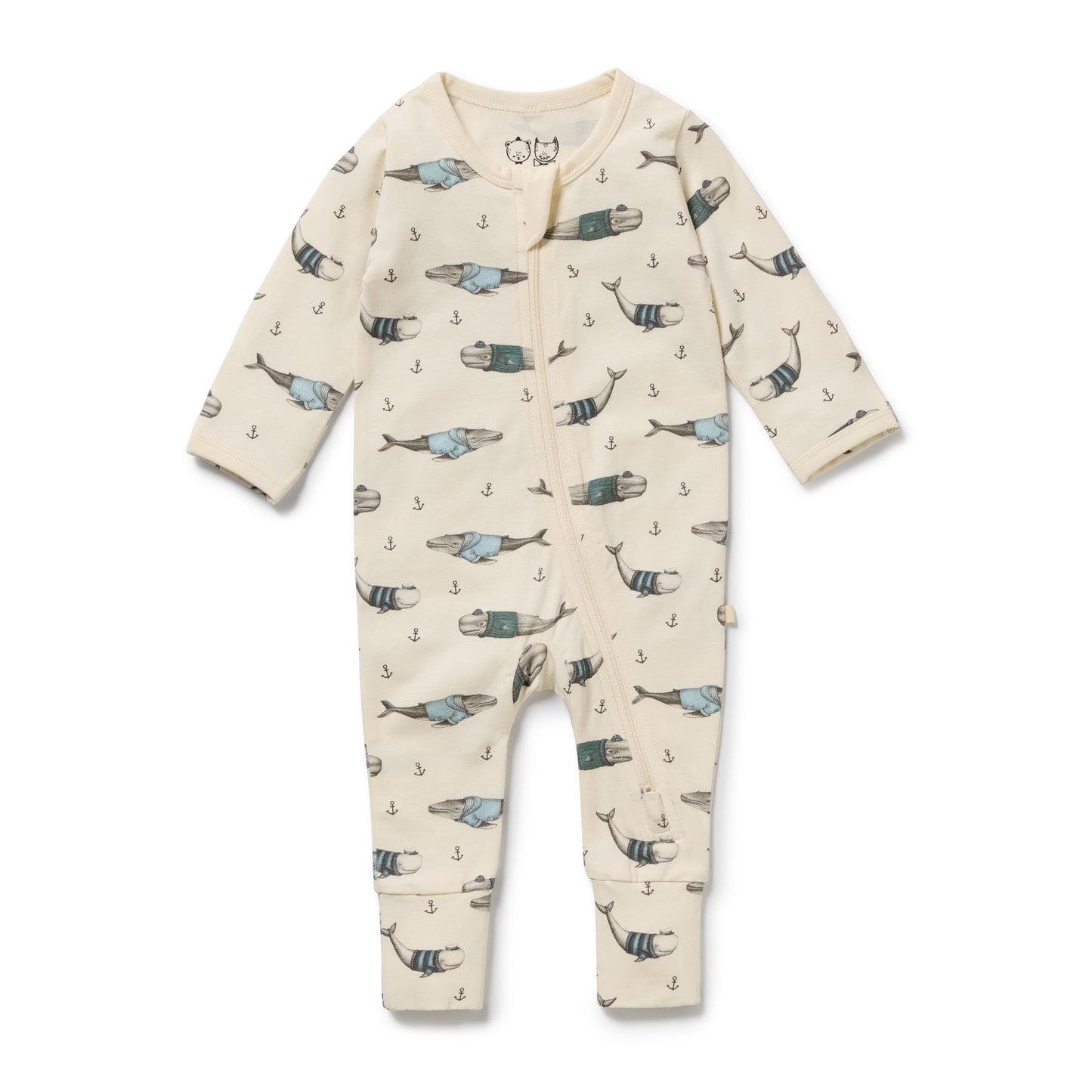 Woolly Whales Organic Zipsuit With Feet [sz:newborn]