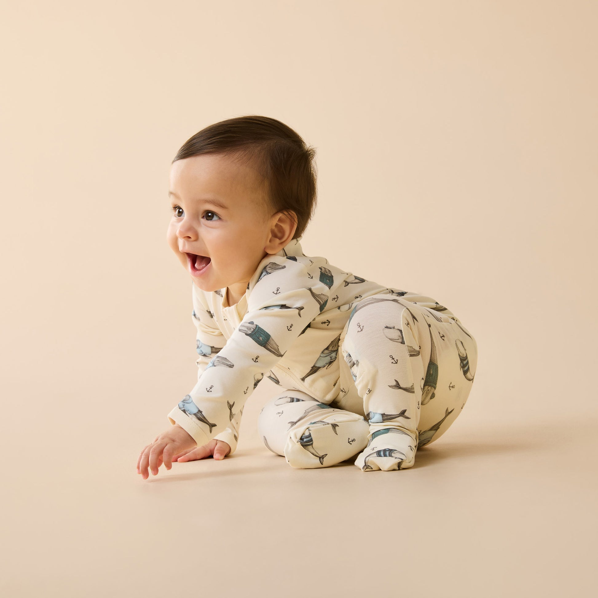 Woolly Whales Organic Zipsuit With Feet [sz:newborn]