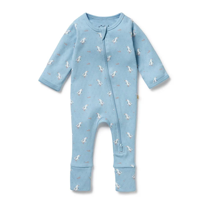 Sunny Seagulls Pointelle Zipsuit [sz:newborn]
