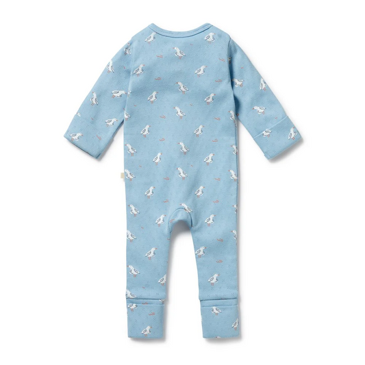 Sunny Seagulls Pointelle Zipsuit [sz:newborn]