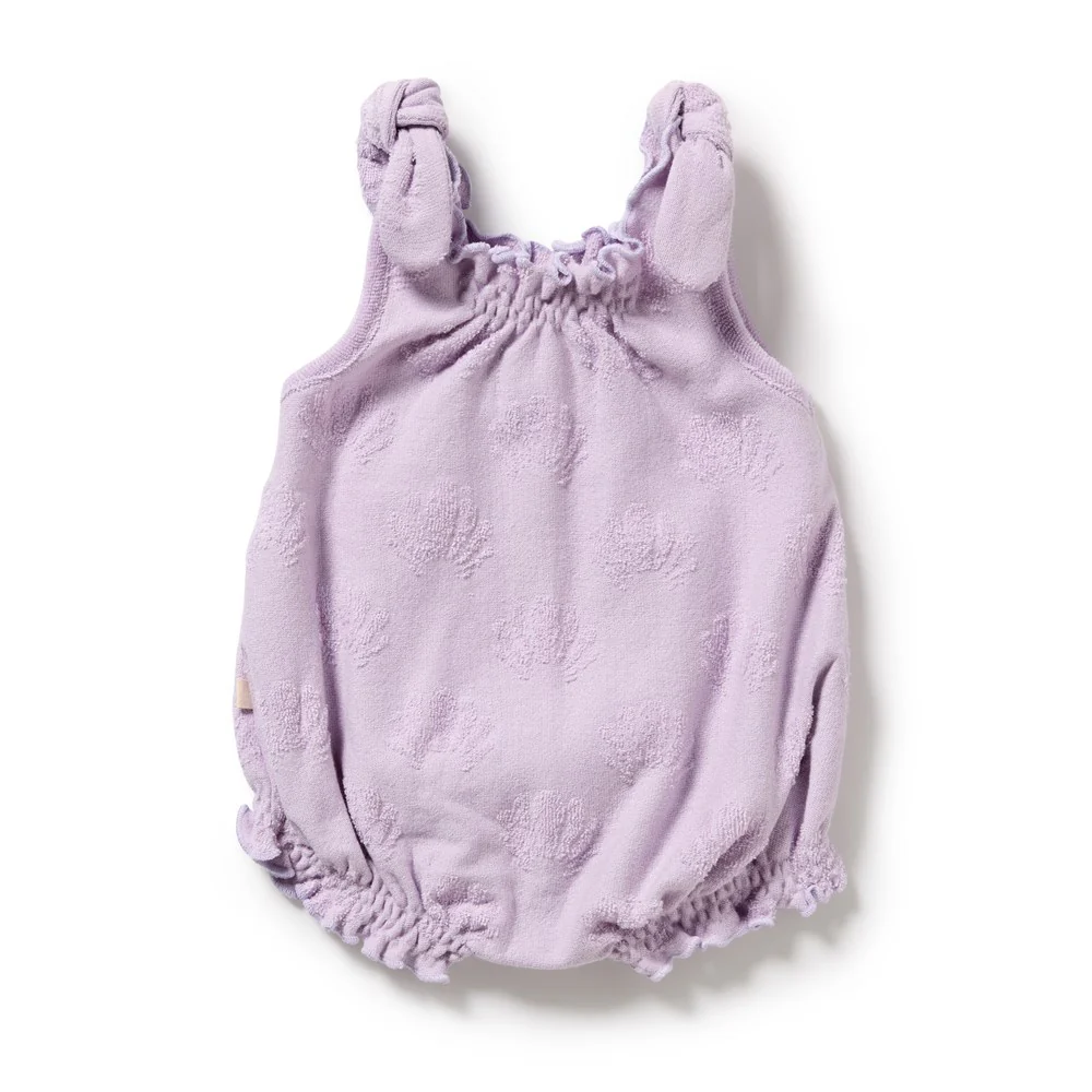 Lavender Shells Terry Tie Playsuit [sz:0-3 Months]