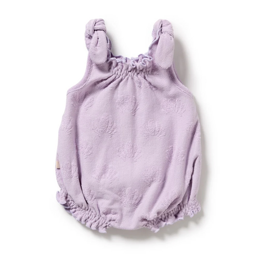 Lavender Shells Terry Tie Playsuit [sz:0-3 Months]