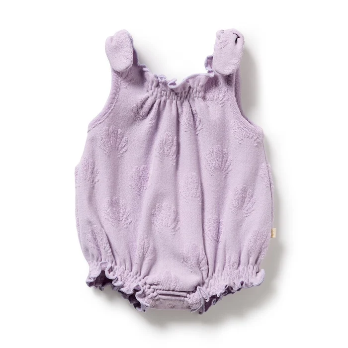 Lavender Shells Terry Tie Playsuit [sz:0-3 Months]