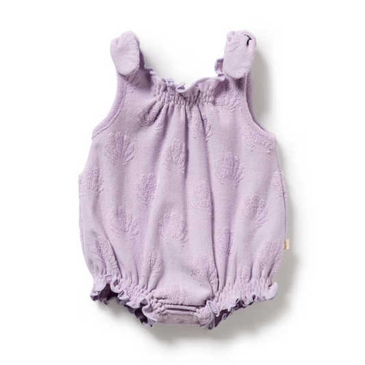 Lavender Shells Terry Tie Playsuit [sz:0-3 Months]