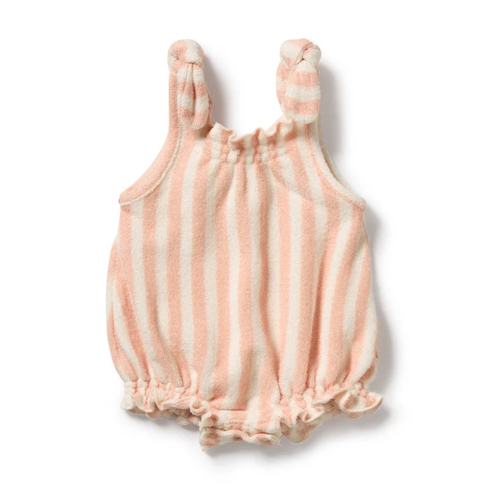 Strawberry Wave Terry Tie Playsuit [sz:0-3 Months]